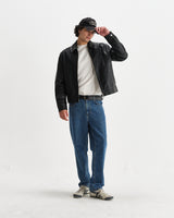 wax london men's Kendal - Black Leather Jacket