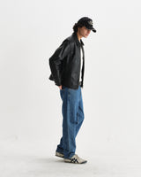 wax london men's Kendal - Black Leather Jacket