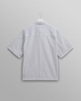 wax london men's Kew - White Stripe Cotton-Poplin Short-Sleeve Shirt