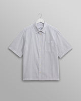 wax london men's Kew - White Stripe Cotton-Poplin Short-Sleeve Shirt