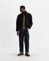 wax london men's Killick - Black Reversible Corduroy Borg Jacket