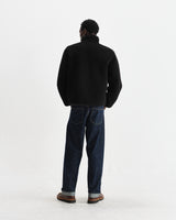 wax london men's Killick - Black Reversible Corduroy Borg Jacket