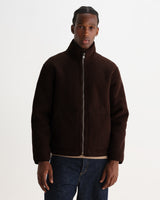 wax london men's Killick - Chocolate Brown Reversible Corduroy Borg Jacket