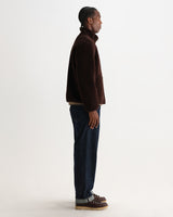 wax london men's Killick - Chocolate Brown Reversible Corduroy Borg Jacket