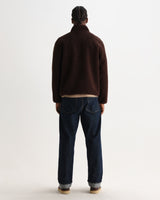 wax london men's Killick - Chocolate Brown Reversible Corduroy Borg Jacket