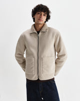wax london men's Killick - Natural Reversible Corduroy Borg Jacket