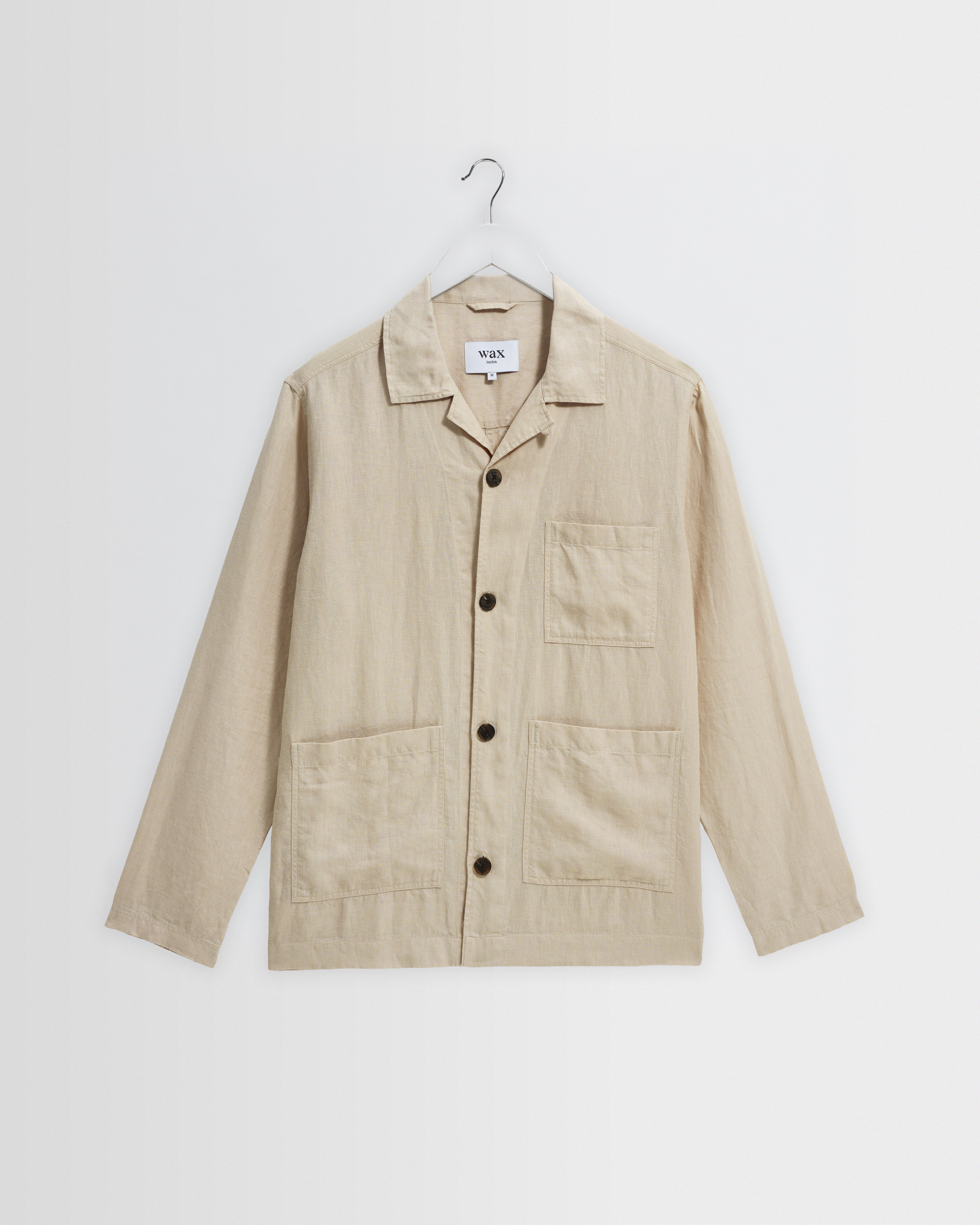 Men's Beige Washed Linen Jacket | Wax London