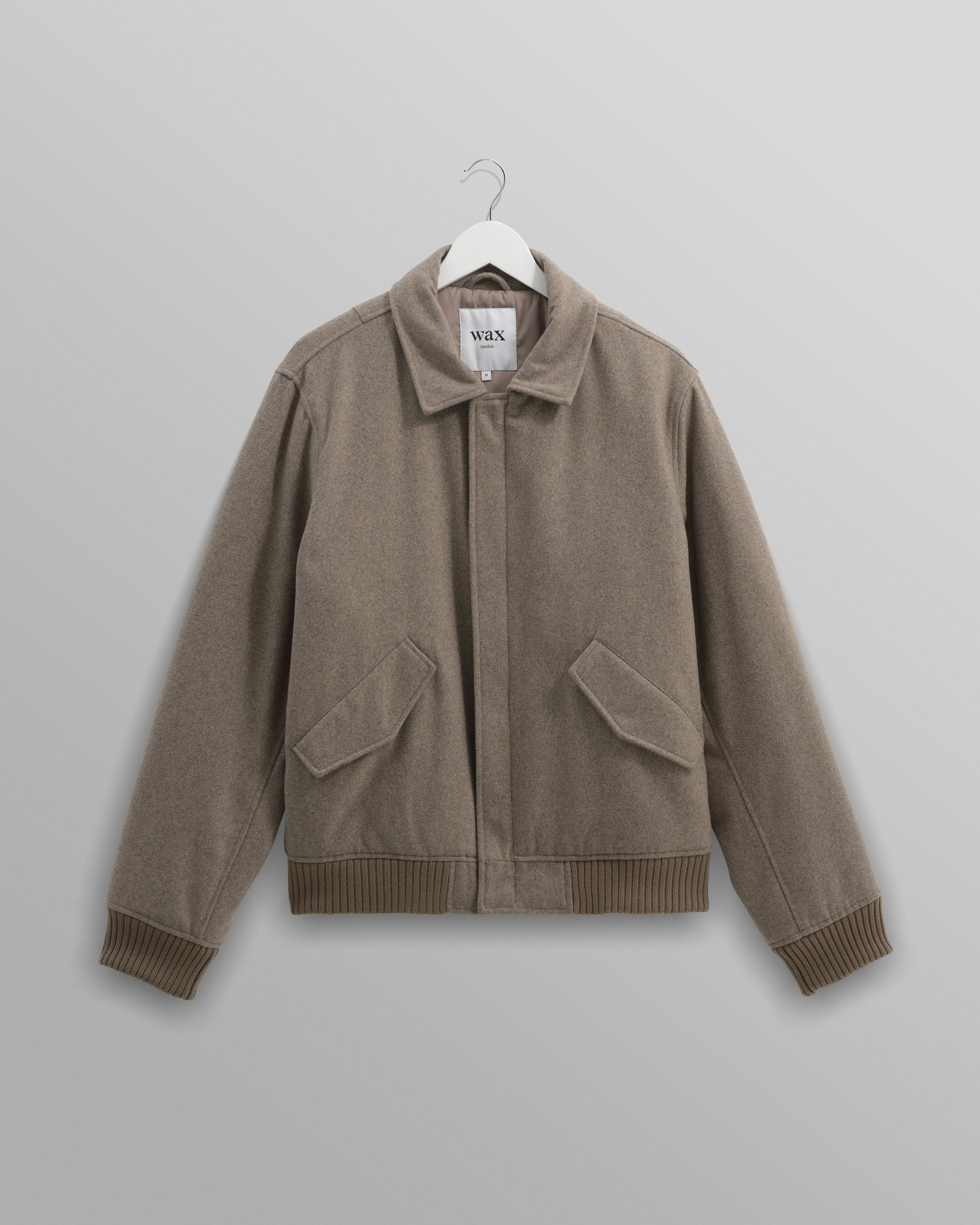 wax london men's Knoll - Natural Wool Bomber Jacket