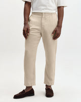 Kurt - Beige Washed Linen Relaxed Fit Trousers