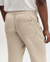 Kurt - Beige Washed Linen Relaxed Fit Trousers