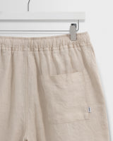 wax london men's Kurt - Washed Beige Linen Shorts