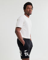 wax london men's Kurt - Black And Beige Abstract Applique Shorts