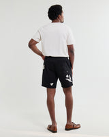 wax london men's Kurt - Black And Beige Abstract Applique Shorts