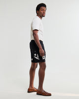 wax london men's Kurt - Black And Beige Abstract Applique Shorts