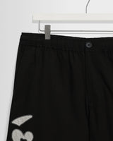 wax london men's Kurt - Black And Beige Abstract Applique Shorts