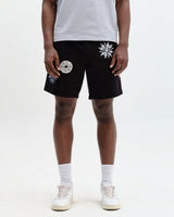 Kurt - Black Round Applique Cotton Shorts