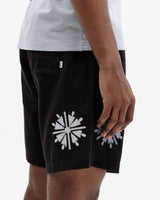 Kurt - Black Round Applique Cotton Shorts