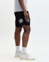 Kurt - Black Round Applique Cotton Shorts