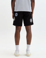 Kurt - Black Round Applique Cotton Shorts