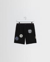 Kurt - Black Round Applique Cotton Shorts