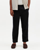 Kurt - Black Washed Linen Relaxed Fit Trousers