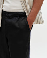 Kurt - Black Washed Linen Relaxed Fit Trousers