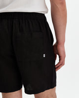 Kurt - Black Washed Linen Shorts