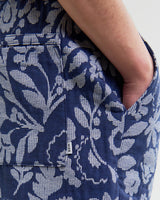 wax london men's Kurt - Blue And Ecru Floral Jacquard Relaxed Fit Trousers