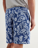 wax london men's Kurt - Blue And Ecru Floral Jacquard Shorts