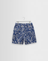 wax london men's Kurt - Blue And Ecru Floral Jacquard Shorts