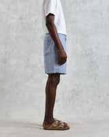 wax london men's Kurt - Blue Two-Tone Linen Shorts