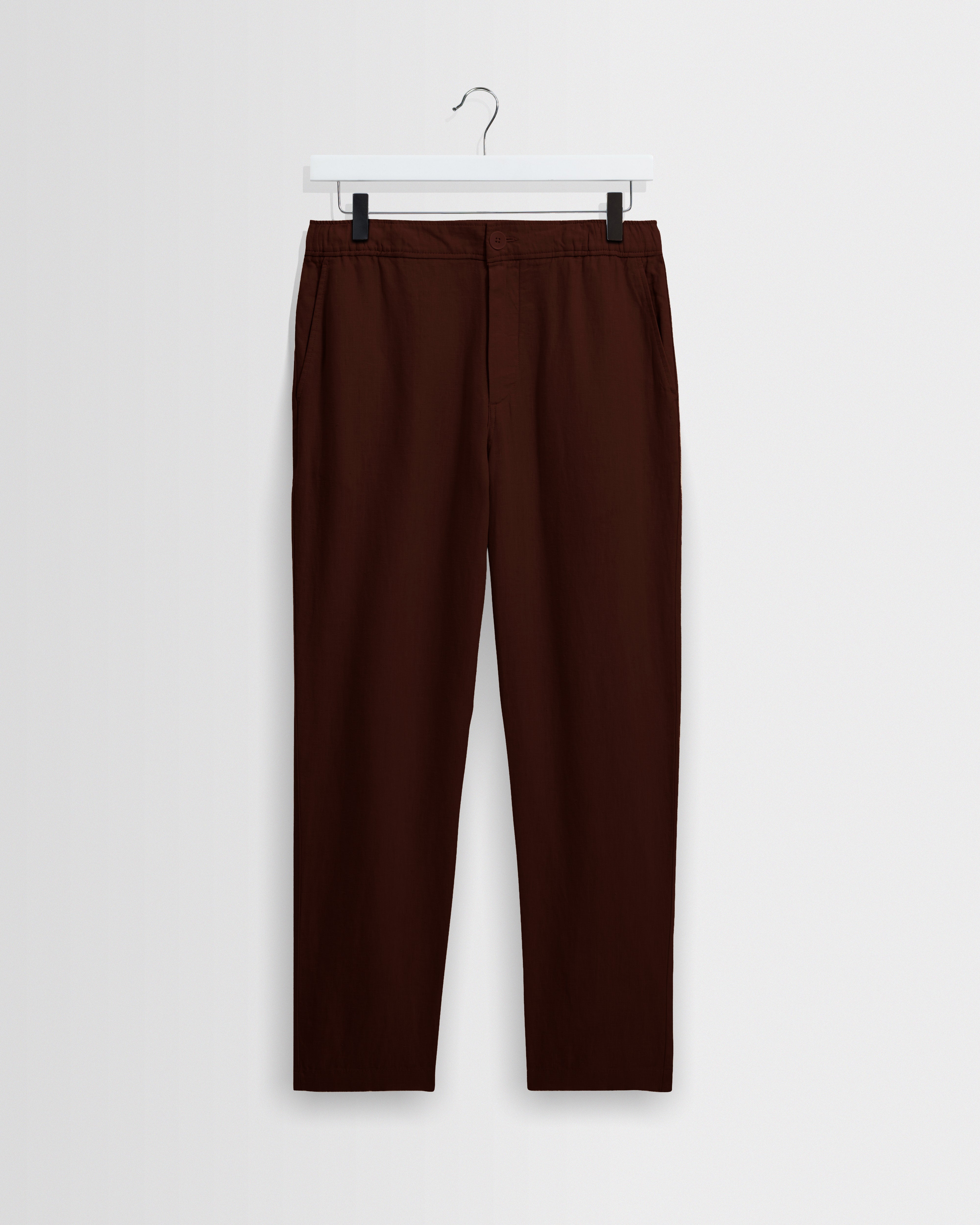 Men's Brown Washed Linen Relaxed Fit Trousers | Wax London