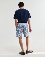 wax london men's Kurt - Ecru And Blue Geometric Shapes Shorts