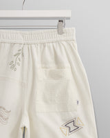 wax london men's Kurt - Ecru Doodle Embroidered Shorts