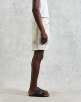 wax london men's Kurt - Ecru Doodle Embroidered Shorts