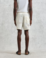 wax london men's Kurt - Ecru Doodle Embroidered Shorts