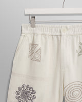 wax london men's Kurt - Ecru Doodle Embroidered Shorts