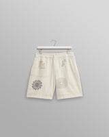 wax london men's Kurt - Ecru Doodle Embroidered Shorts
