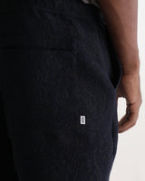 wax london men's Kurt - Navy And Black Tonal Jacquard Trouser