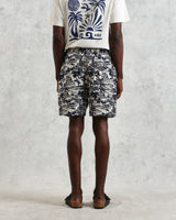 wax london men's Kurt - Navy And Ecru Beach Jacquard Shorts