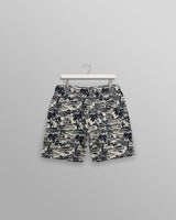wax london men's Kurt - Navy And Ecru Beach Jacquard Shorts