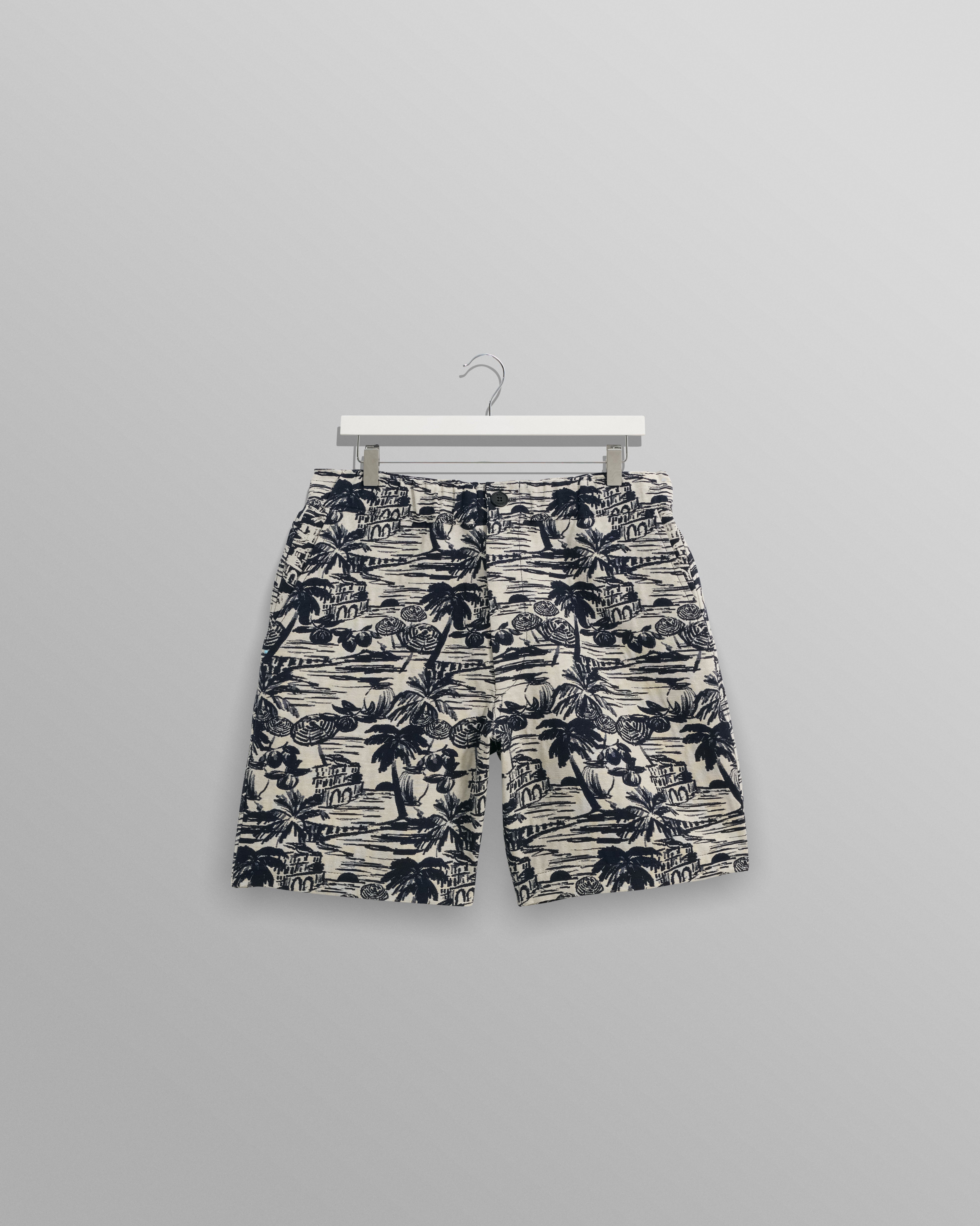 wax london men's Kurt - Navy And Ecru Beach Jacquard Shorts