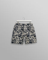 wax london men's Kurt - Navy And Ecru Beach Jacquard Shorts