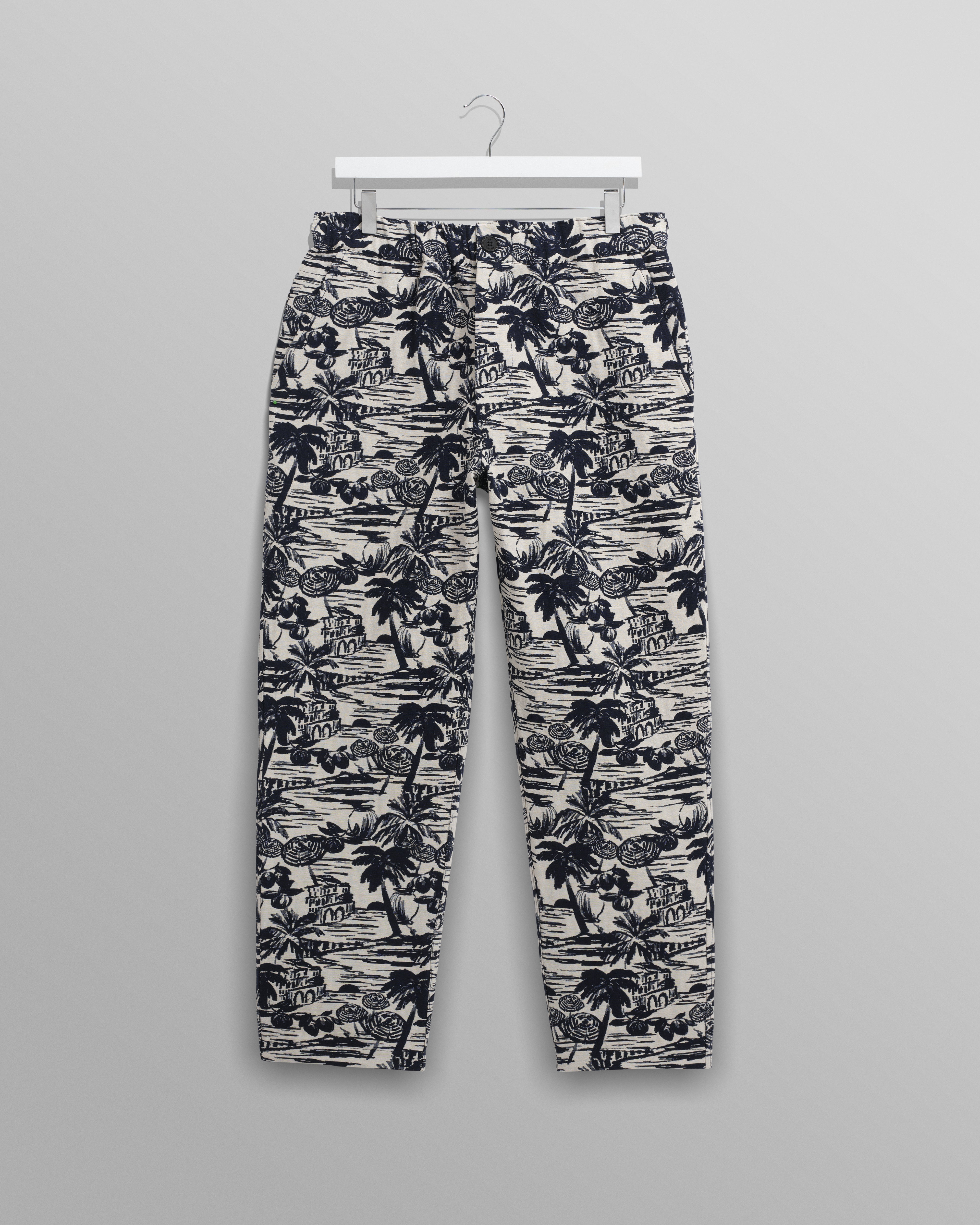 wax london men's Kurt - Navy And Ecru Beach Jacquard Trousers
