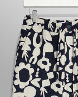 wax london men's Kurt - Navy And Ecru Spin Jacquard Trousers