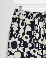 wax london men's Kurt - Navy And Ecru Spin Jacquard Trousers