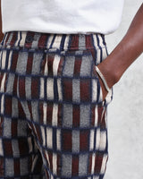 wax london men's Kurt - Navy And Red Ombre Grid Shorts