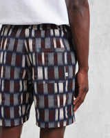 wax london men's Kurt - Navy And Red Ombre Grid Shorts