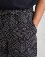 wax london men's Kurt - Navy Diamond Stitch Jacquard Trousers