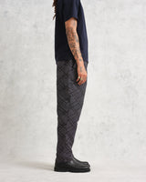 wax london men's Kurt - Navy Diamond Stitch Jacquard Trousers